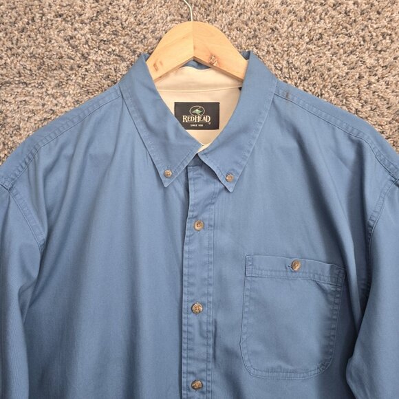 Redhead Shirt Mens XL Blue Button Down Short Sleeve Casual Pocket Cotton - Picture 4 of 7